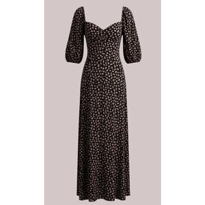 Billabong Floral Maxi Dress M Cottagecore Puff Sleeve Smocked Boho